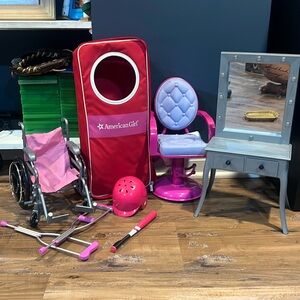 American Girl Doll carry bag and toys